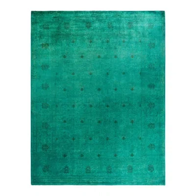 Solo Rugs Overyed One-of-a-kind 8' X 9'10" New Age Area Rug In Green/black In Green,black