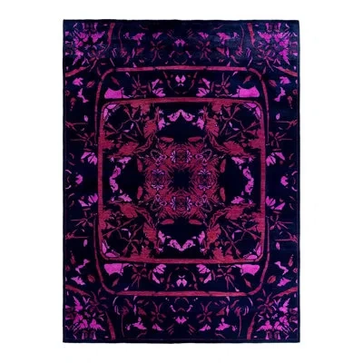 Solo Rugs Overyed One-of-a-kind 9'10" X 13'6" New Age Area Rug In Black/pink/red In Black,pink,red