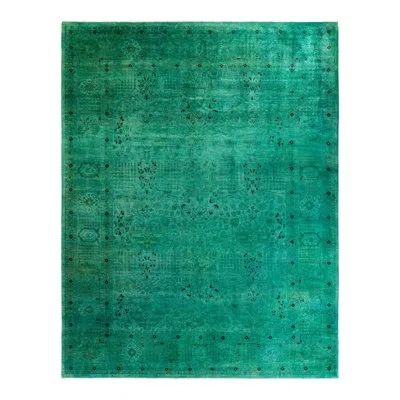 Solo Rugs Overyed One-of-a-kind 9'2" X 12'6" Area Rug In Green/black/ivory In Green,black,ivory