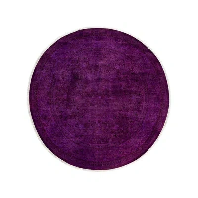 Solo Rugs Overyed One-of-a-kind Round 6'1" X 6'1" Area Rug In Purple/black In Purple,black