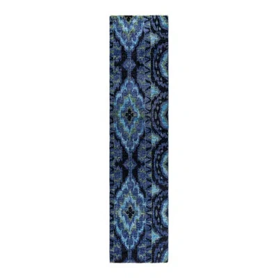 Solo Rugs Overyed One-of-a-kind Runner 2'6" X 10'8" Area Rug In Black/blue/navy In Black,blue,navy