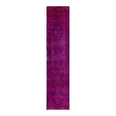 Solo Rugs Overyed One-of-a-kind Runner 2'6" X 11'10" Area Rug In Purple/black/pink In Purple,black,pink