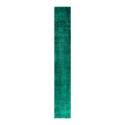 Solo Rugs Overyed One-of-a-kind Runner 2'6" X 17'5" Area Rug In Green/brown In Green,brown