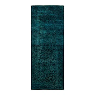 Solo Rugs Overyed One-of-a-kind Runner 2'6" X 6'7" Area Rug In Black/blue/ivory In Black,blue,ivory