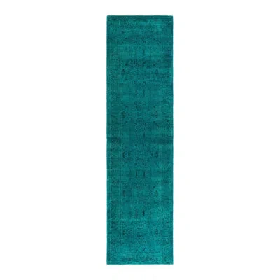 Solo Rugs Overyed One-of-a-kind Runner 2'6" X 9'6" Area Rug In Blue/black In Blue,black