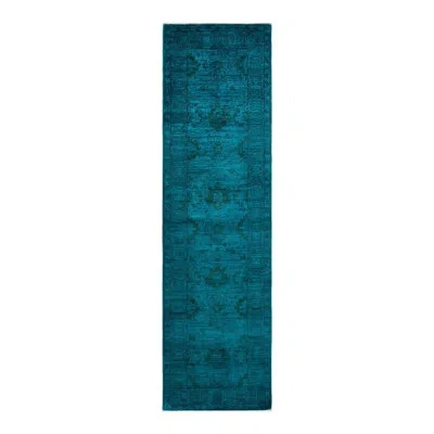 Solo Rugs Overyed One-of-a-kind Runner 2'7" X 10'2" Area Rug In Blue/green/gray In Blue,green,gray