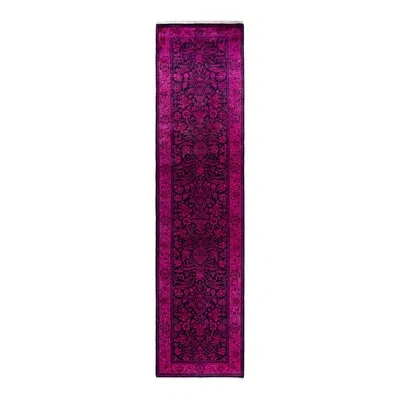 Solo Rugs Overyed One-of-a-kind Runner 2'7" X 10'4" Area Rug In Pink/purple/navy In Pink,purple,navy