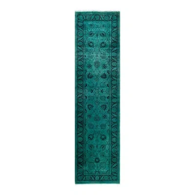 Solo Rugs Overyed One-of-a-kind Runner 2'7" X 10'4" New Age Area Rug In Green/black In Green,black