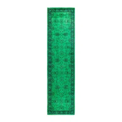 Solo Rugs Overyed One-of-a-kind Runner 2'7" X 10'4" New Age Area Rug In Green/black/brown In Green,black,brown