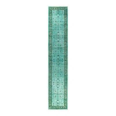 Solo Rugs Overyed One-of-a-kind Runner 2'8" X 14'4" New Age Area Rug In Blue/green/mahonagy In Blue,green,mahonagy
