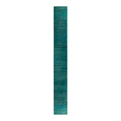 Solo Rugs Overyed One-of-a-kind Runner 2'8" X 21'7" Area Rug In Blue/green In Blue,green