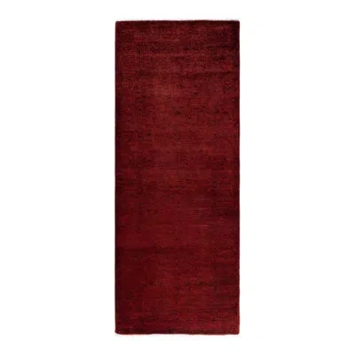 Solo Rugs Overyed One-of-a-kind Runner 3'1" X 7'10" New Age Area Rug In Dark Red/black In Dark Red,black