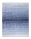 Solo Rugs Rafael Contemporary Striped Hand-loomed Wool-blend Area Rug In Blue