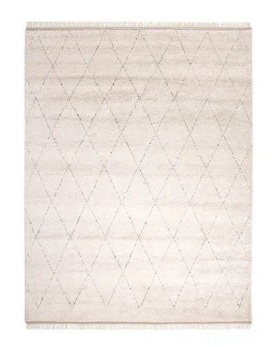 Solo Rugs Shaggy Moroccan Bohemian Hand-knotted Wool-blend Area Rug In Ivory