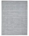 Solo Rugs Solid Hand-loomed Rug In Silver