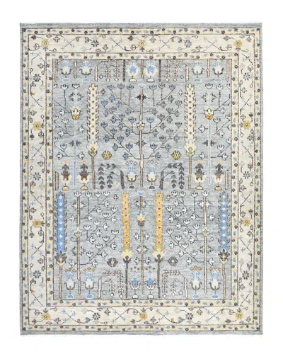 Solo Rugs Sydney Contemporary Floral Hand-knotted Wool-blend Area Rug In Gray