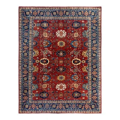 Solo Rugs Tribal One-of-a-kind Hand-knotted Area Rug - Red, 9' 0" X 11' 9" In Red,navy Blue,beige,yellow