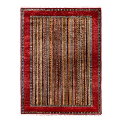 Solo Rugs Tribal One-of-a-kind Hand-knotted Area Rug - Red, 9' 2" X 12' 1" In Red,navy,burned Orange,yellow