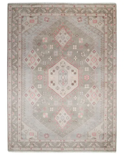Solo Rugs Utica Contemporary Geometric Hand-knotted Wool-blend Area Rug In Gray
