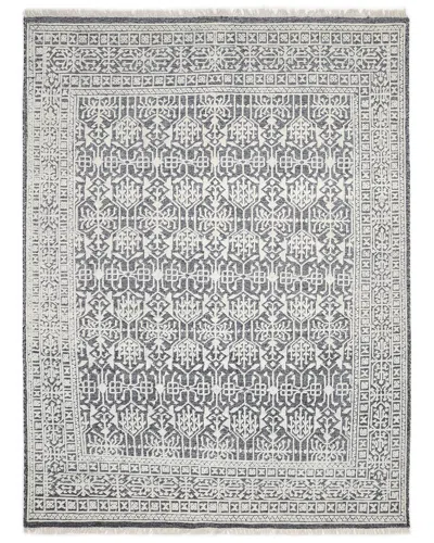 Solo Rugs Yvonne Contemporary Oriental Hand-knotted Wool-blend Area Rug In Gray