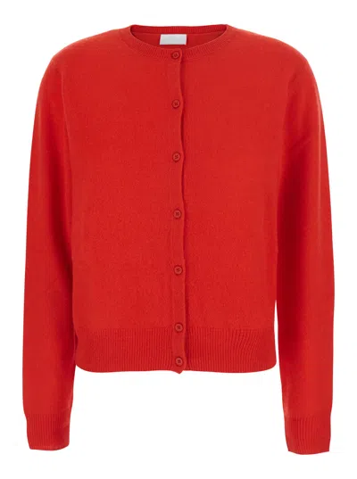 Solocascmir High Neck Jersey Pull With Long Sleeves In Red