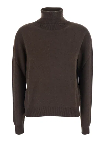 Solocascmir High Neck Pull With Long Sleeves In Brown