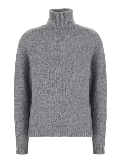 Solocascmir High-neck Jersey Pull With Long Sleeves In Gray
