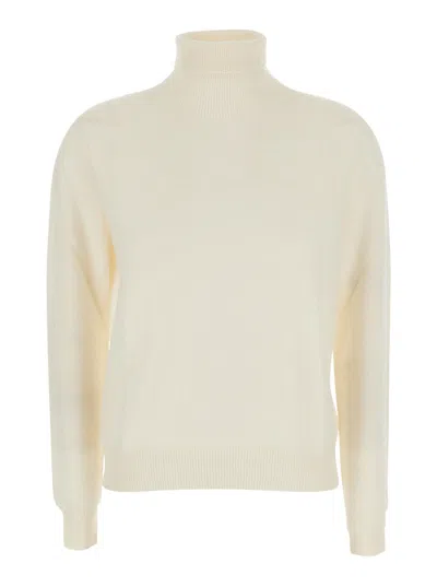 Solocascmir High-neck Long-sleeve Pull For Women In White