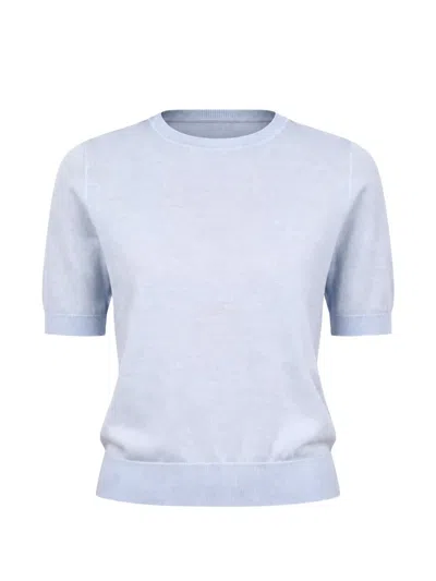 Solocascmir Short-sleeve Cashmere Sweater In Blue