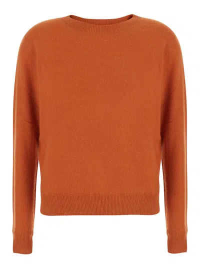 Solocascmir Tech Fabric High Neck Long Sleeve Top In Orange