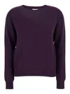 Solocascmir Violet Crewneck Sweater With Ribbed Trims In Cashmere Woman In Purple