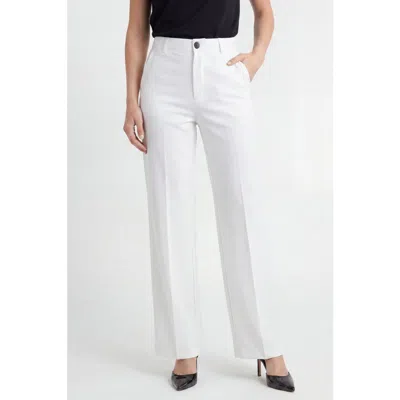 Solomon & Sage Classic High Waist Wide Leg Pants In White