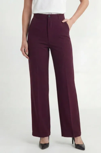 Solomon & Sage Classic Organic Wide Leg Pants In Burgundy