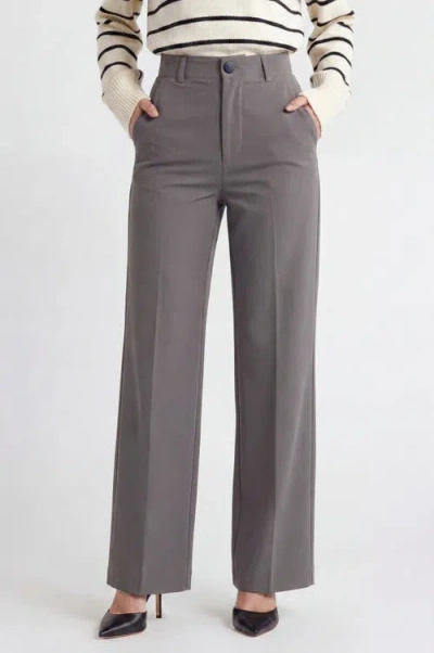 Solomon & Sage Classic Organic Wide Leg Pants In Gray