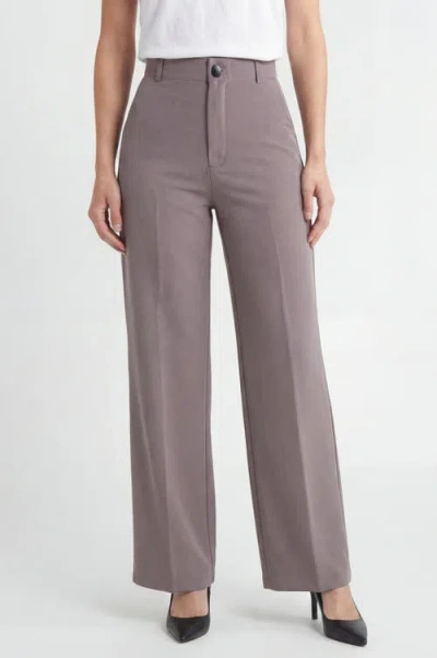 Solomon & Sage Classic Organic Wide Leg Pants In Gray