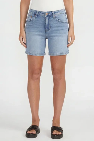 Solomon & Sage Mid-rise Stretch Denim Shorts In Blue
