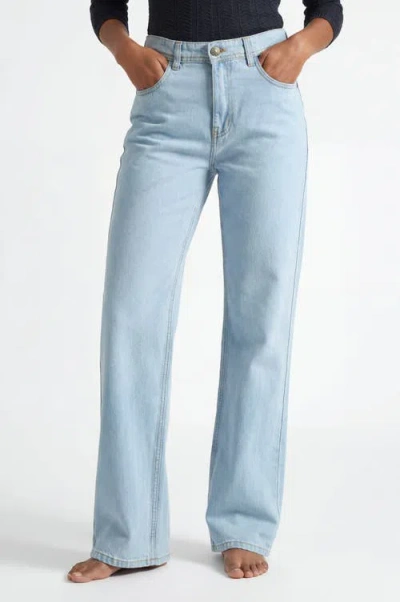 Solomon & Sage Relaxed Straight Leg Jeans In Blue