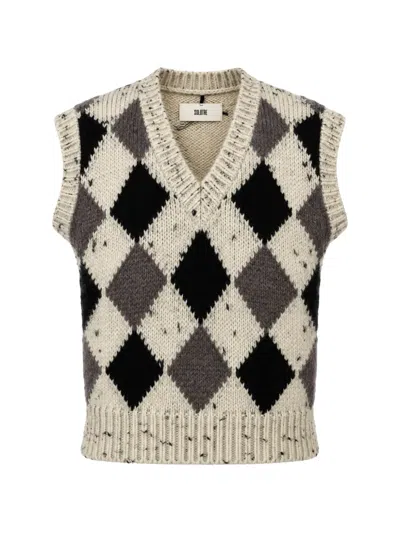 Solotre Argyle-knit V-neck Sweater In Neutral