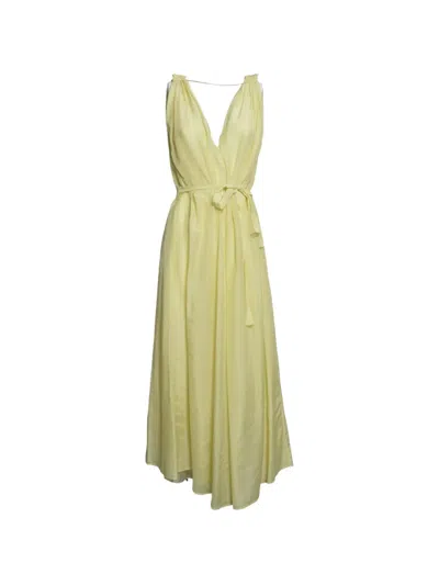 Solotre Belted Sleeveless Dress In Yellow