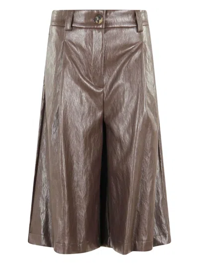 Solotre Button Culottes In Brown