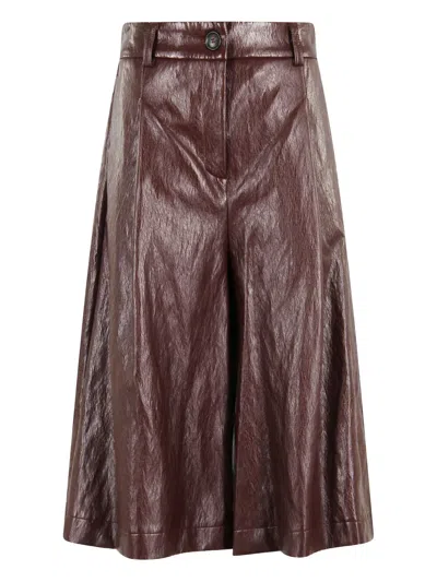 Solotre Button Culottes In Brown