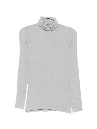 Solotre Button-cuff Roll-neck Sweater In Gray