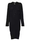 Solotre Buttoned Knitted Midi Dress In Black