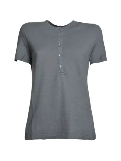 Solotre Button-placket Short-sleeve T-shirt In Gray
