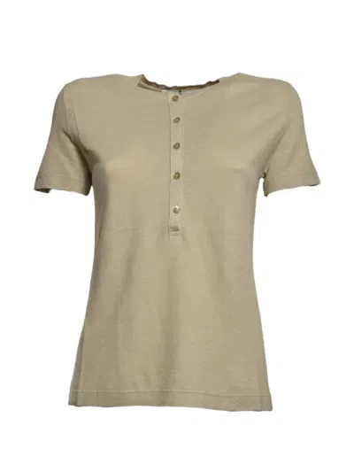 Solotre Button-placket Short-sleeve T-shirt In Neutral