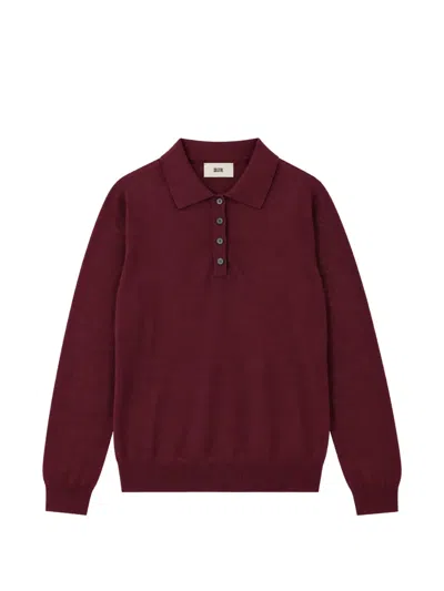 Solotre Button-up Polo-collar Sweater In Brown