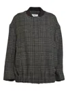 Solotre Check-pattern Bomber Coat In Gray