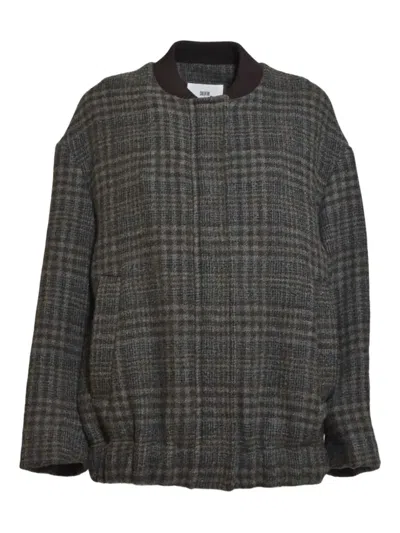 Solotre Check-pattern Bomber Coat In Gray