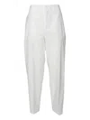 Solotre White Cotton Gabardine Straight Trousers