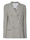 Solotre Double-breasted Linen Blazer In Gray